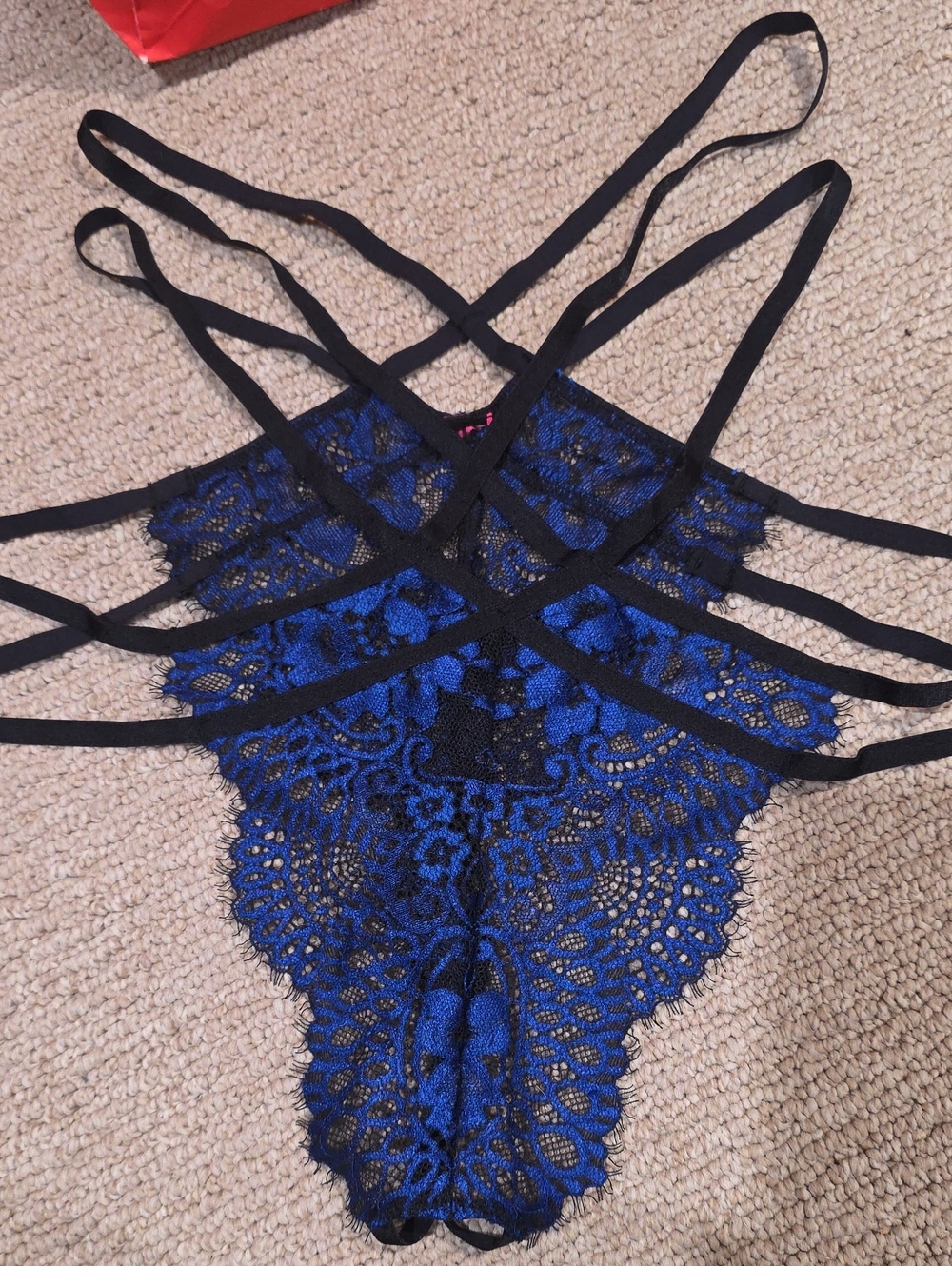Strappy Blue Lace Costume Bottom - Women Intimates LASENZA SMALL